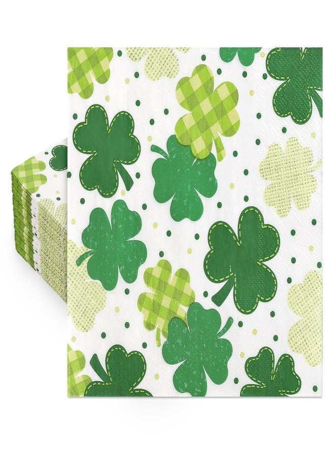 FYSUIMU 50 Pcs St. Patrick's Day Shamrock Paper Napkins Plaid Clover Dot Disposable Napkins Green Luncheon Dinner Napkins for Irish Holiday Party Table Supplies - Image 1